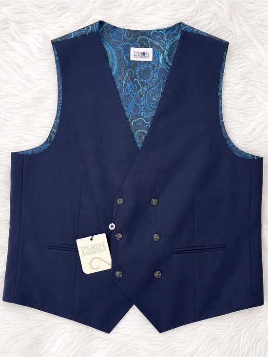 Other - NWT Tavion by Montee Holland Navy Double Breasted Dress Vest Paisley
